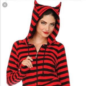 Emo funky striped cat hood sweater goth punk